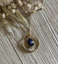 Collier cercle + goutte bleu marine Lapis Lazuli