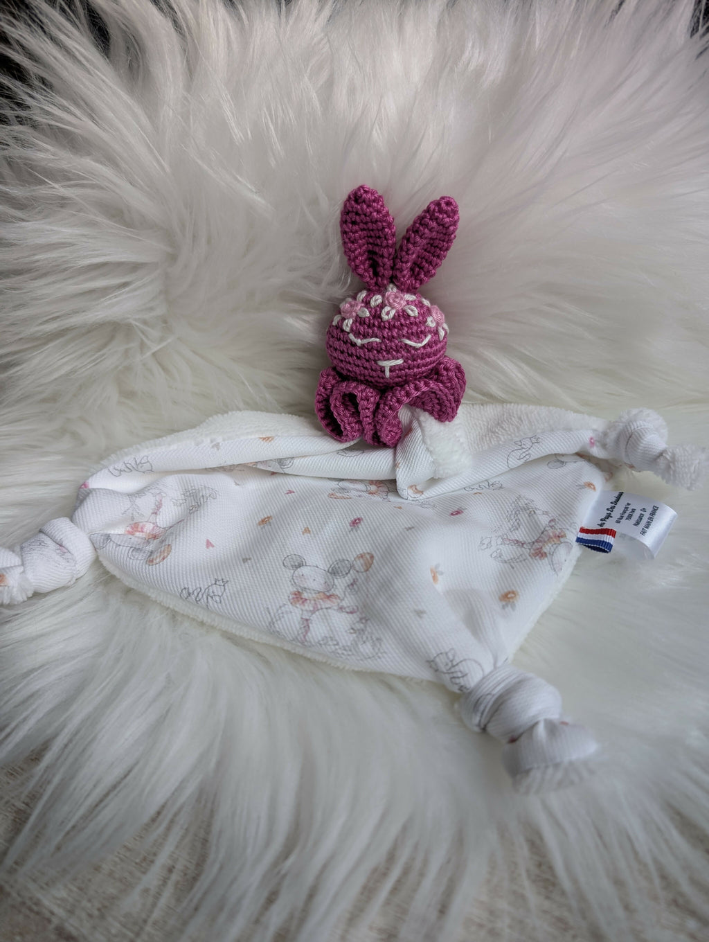 Doudou lapin fuschia
