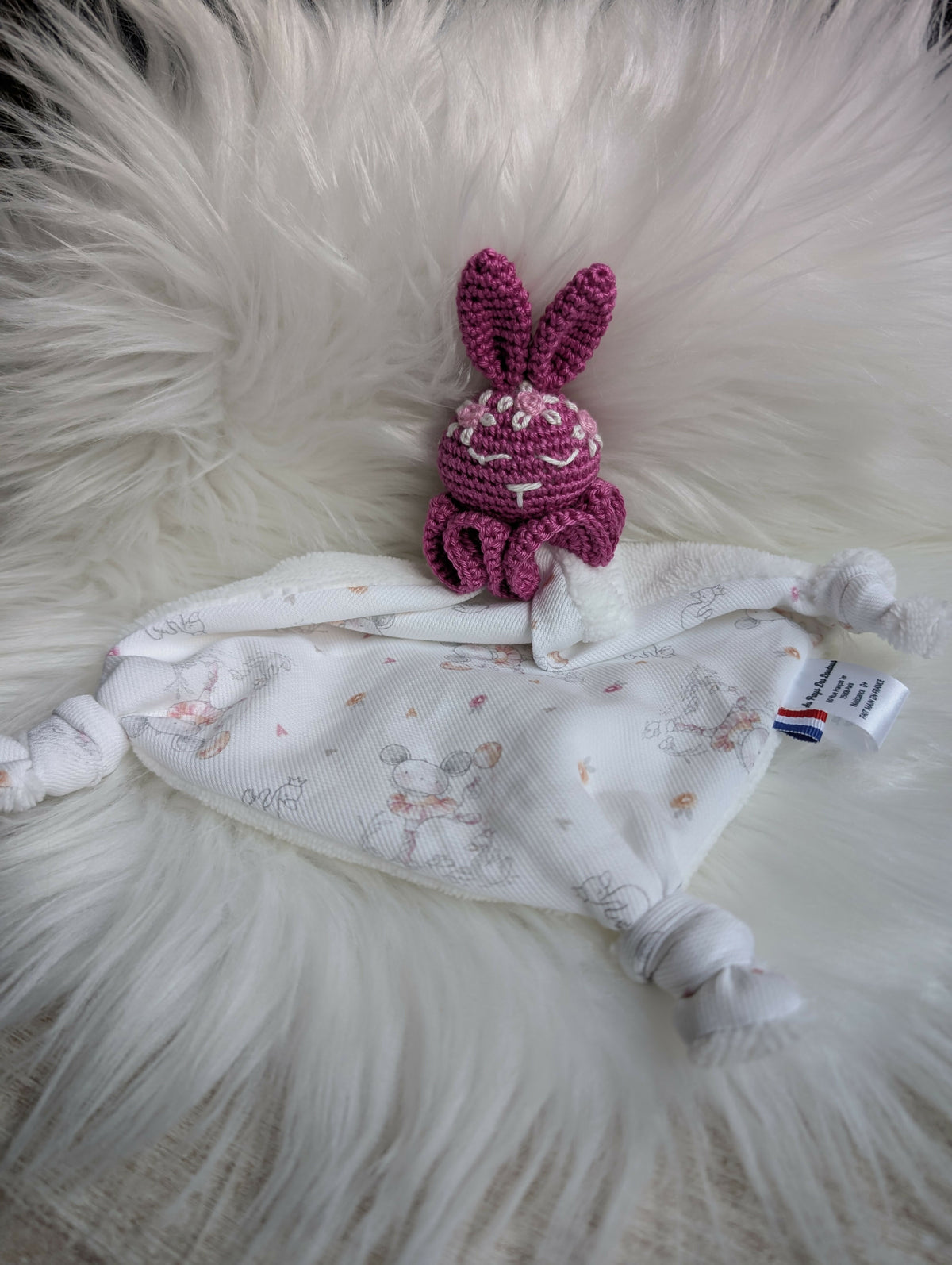 Doudou lapin fuschia