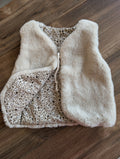 Gilet de berger réversible 18 mois 3 ans fourrure beige léopard