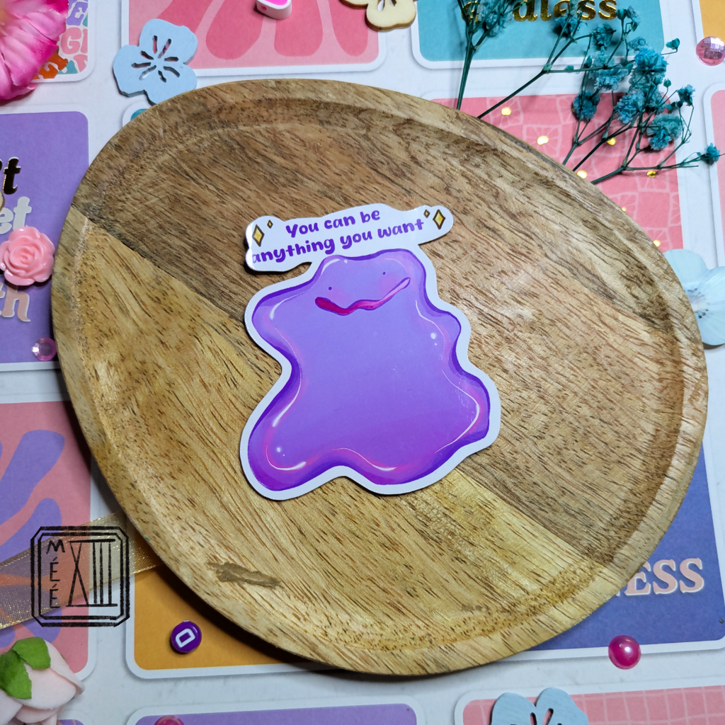 Sticker petit monstre rose changeforme