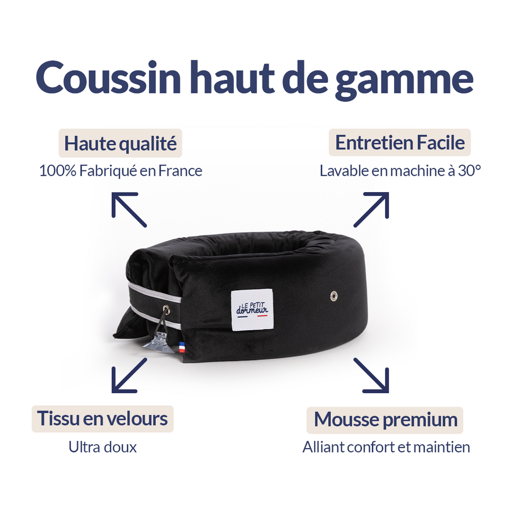 Coussin de voyage Le Petit Dormeur - Velours Noir