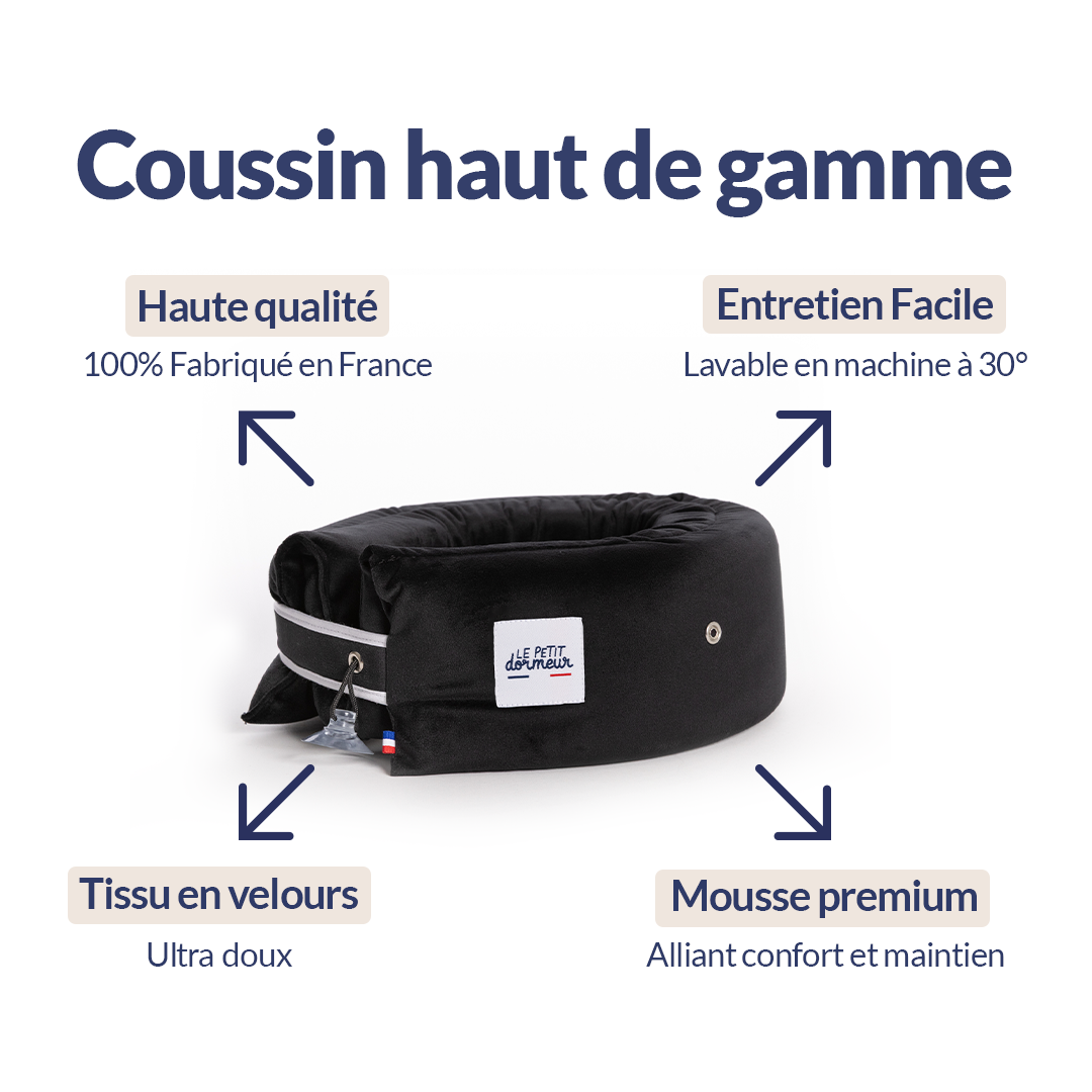 Coussin de voyage Le Petit Dormeur - Velours Noir