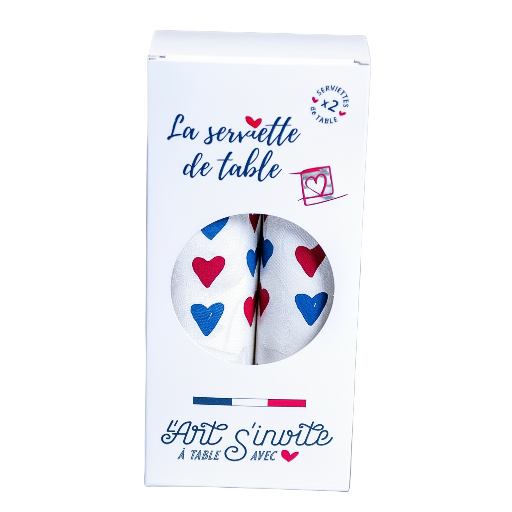 Coffret 2 Serviettes "Jolis Coeurs" | La Serviette de Table