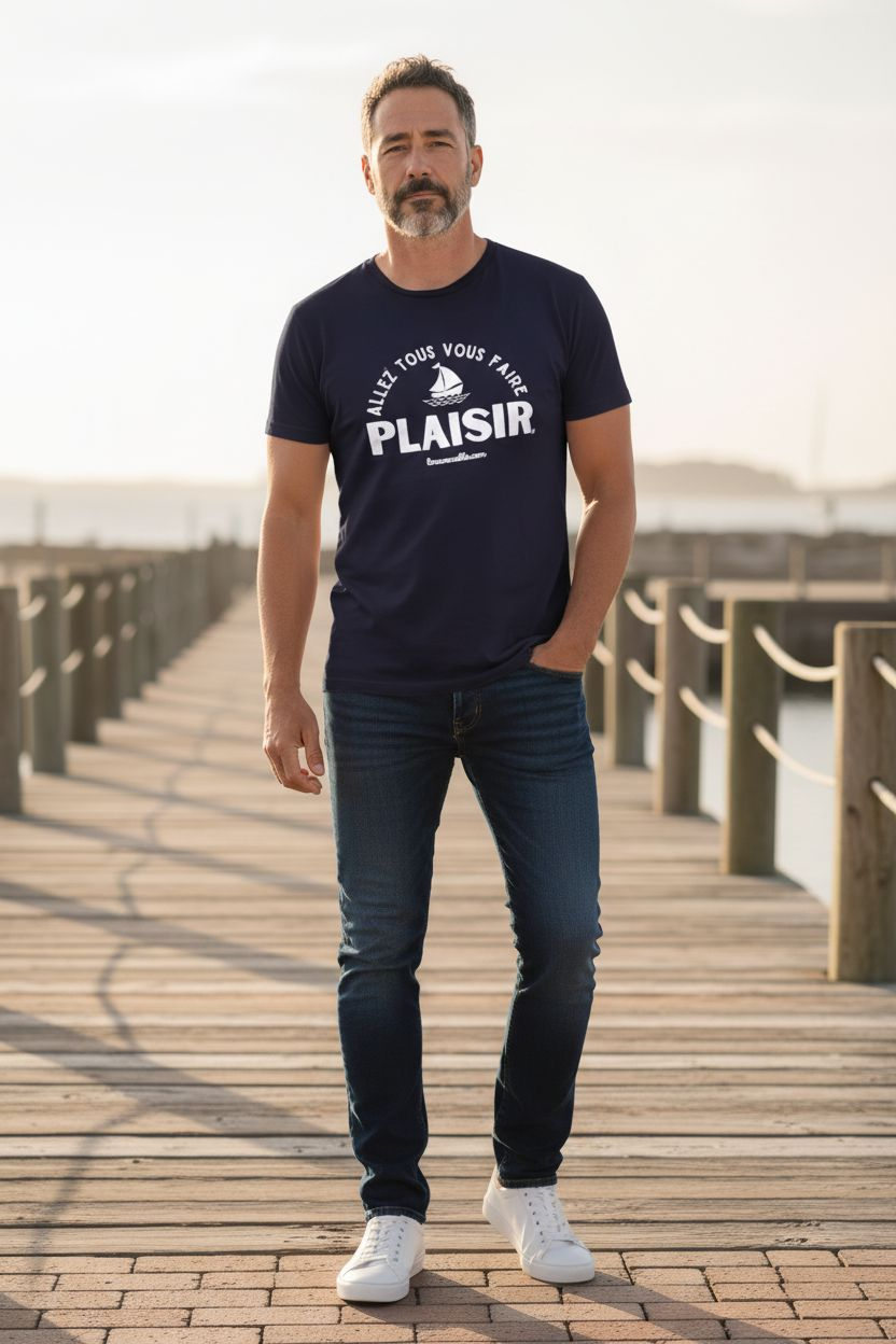 T-SHIRT "ALLEZ TOUS VOUS FAIRE PLAISIR" French Navy Taille L