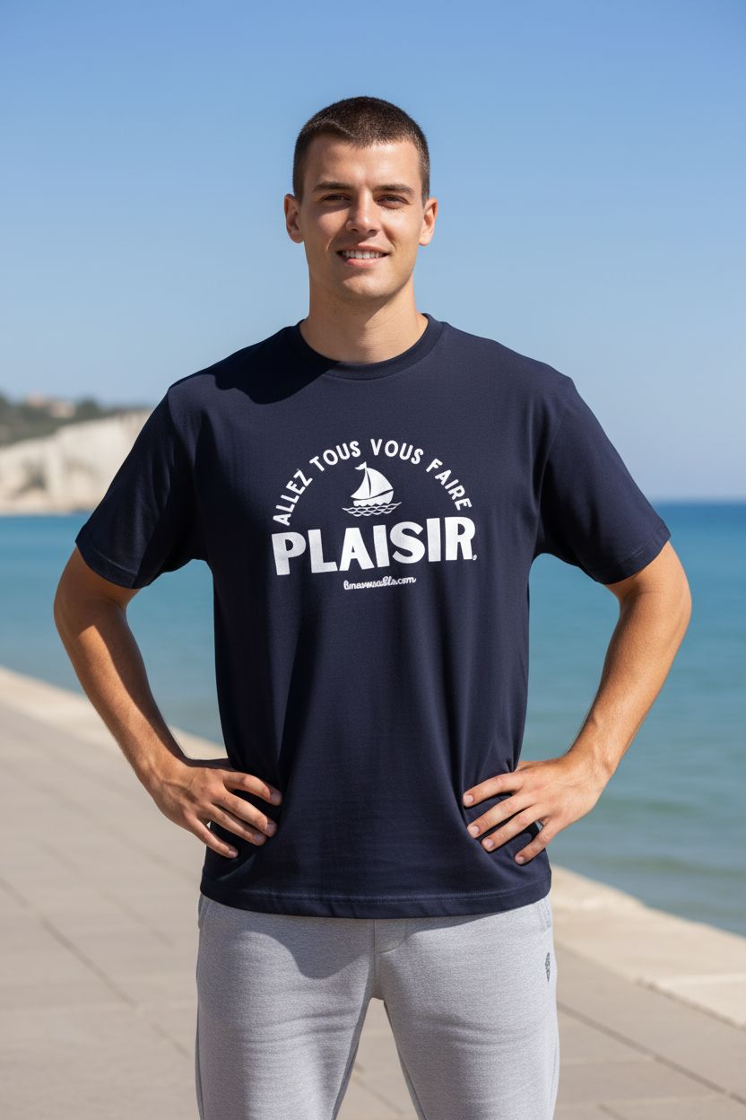 T-SHIRT "ALLEZ TOUS VOUS FAIRE PLAISIR" French Navy Taille L