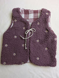 GILET DE BERGER 4-6 Ans SHERPA Fleurs violet VICHY brodé