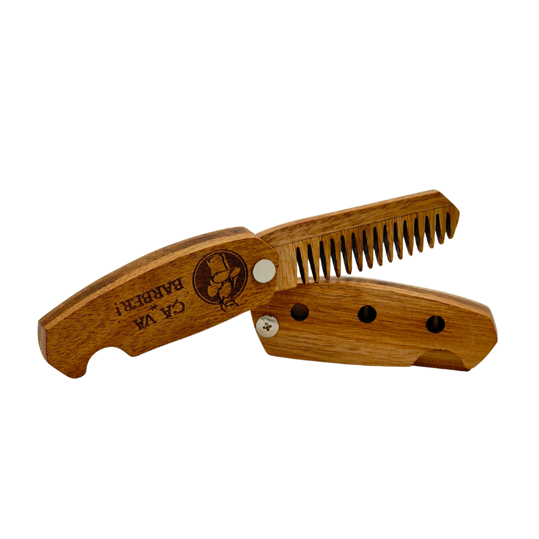 Peigne pour barbe pliable en noyer