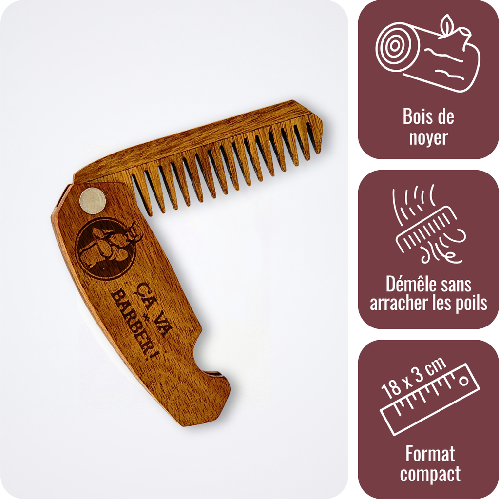 Foldable Walnut Beard Comb
