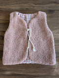 Gilet de berger réversible 18 mois 3 ans bouclette rose vichy rose
