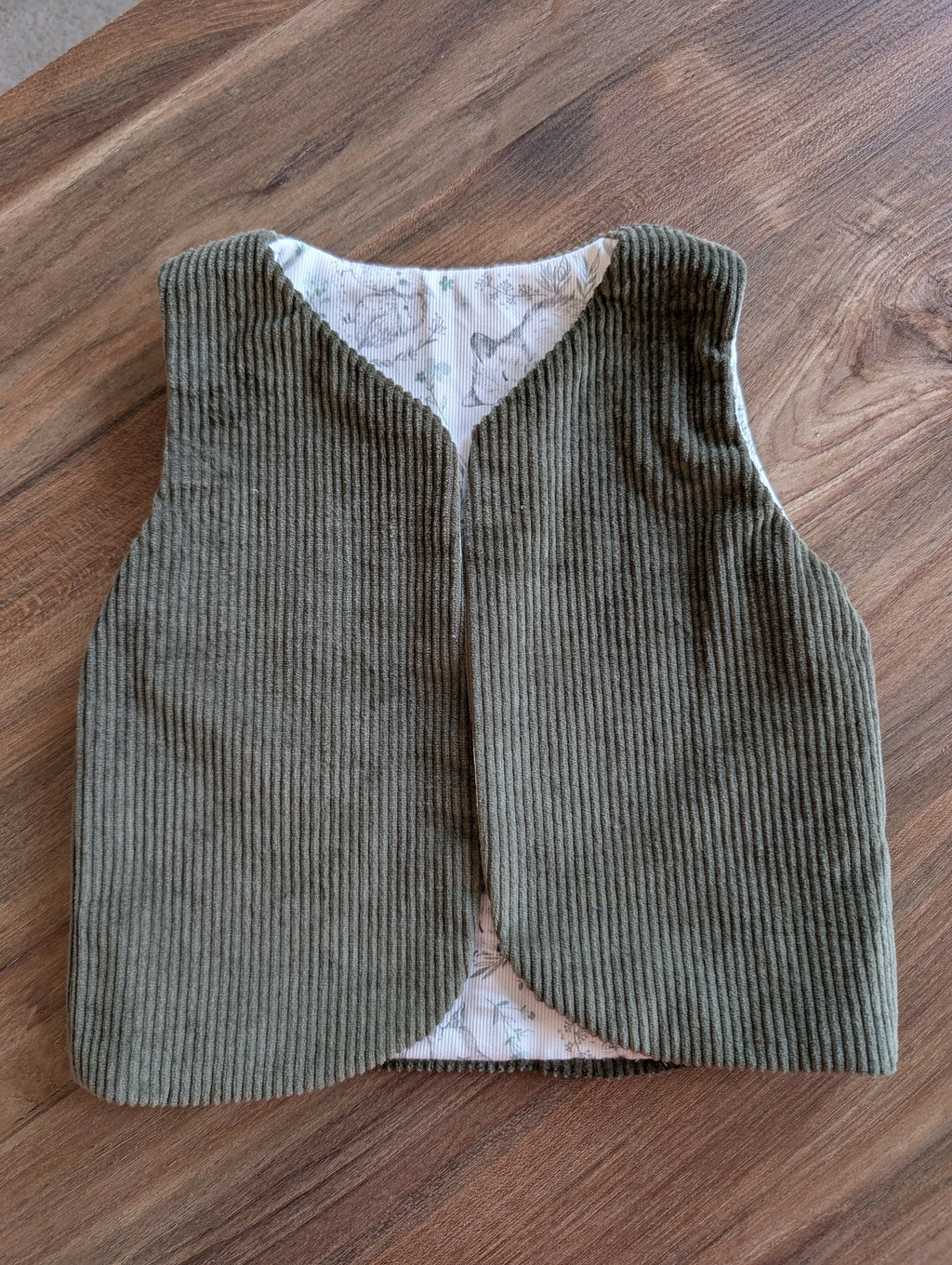 Gilet de berger réversible 18 mois 3 ans velour vert foret