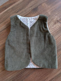 Gilet de berger réversible 18 mois 3 ans velour vert foret