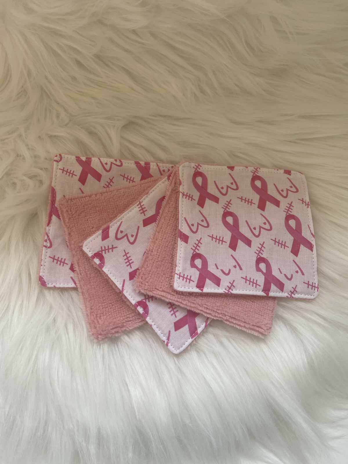5 LINGETTES OCTOBRE ROSE NOEUDS SEINS