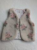 GILET DE BERGER 18 Mois 3 ans SHERPA Beige fleur rose et fleurs vintage