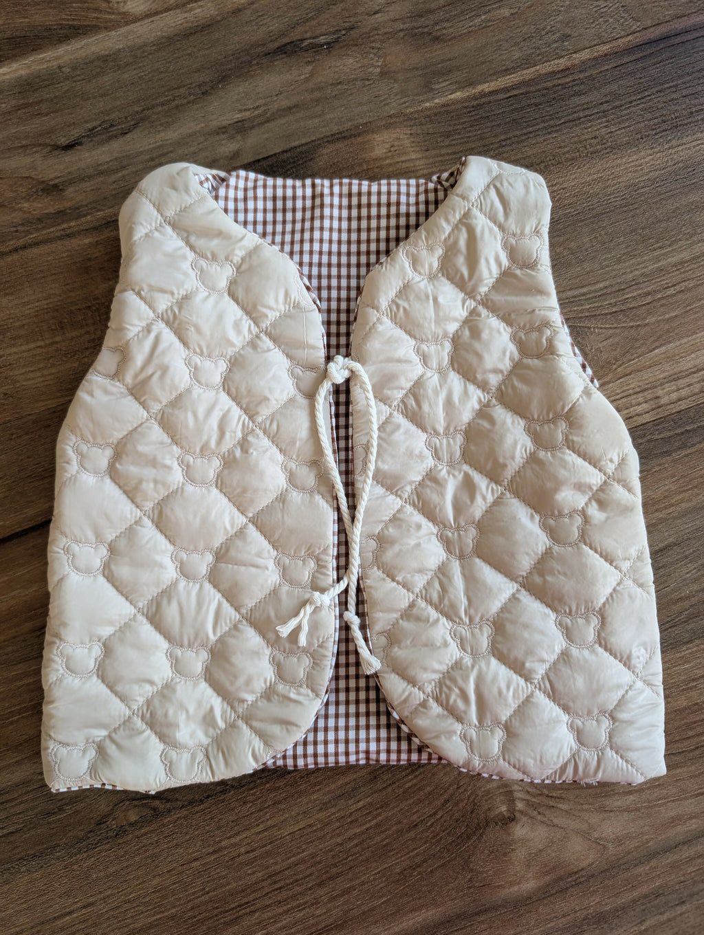 Gilet de berger réversible 18 mois 3 ans matelassé et vichy