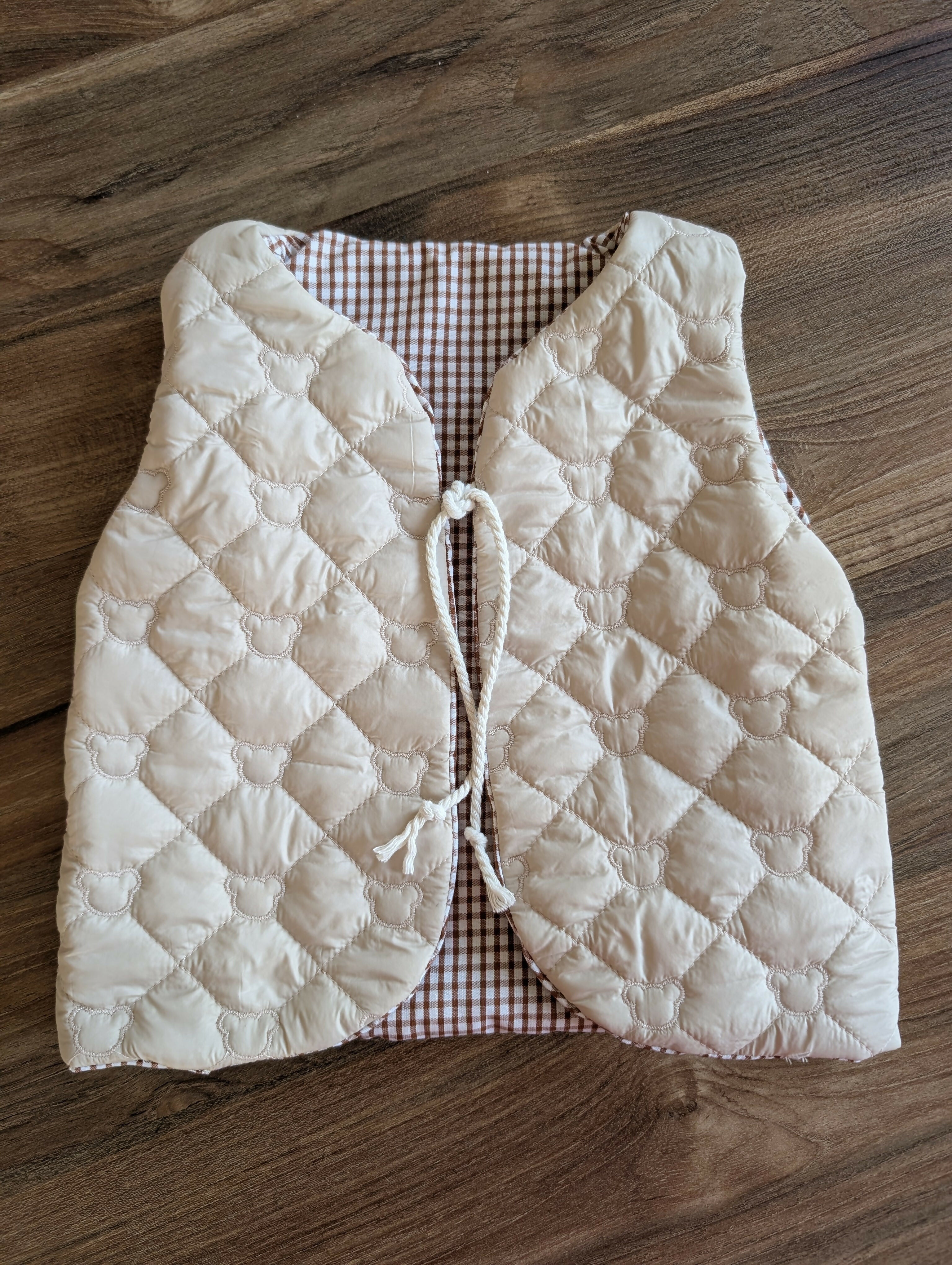 Gilet de berger réversible 18 mois 3 ans matelassé et vichy