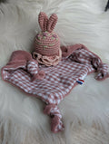 Doudou lapin vichy vieux rose
