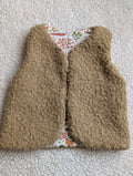 Gilet de berger réversible 18 mois 3 ans bouclette beige et renards