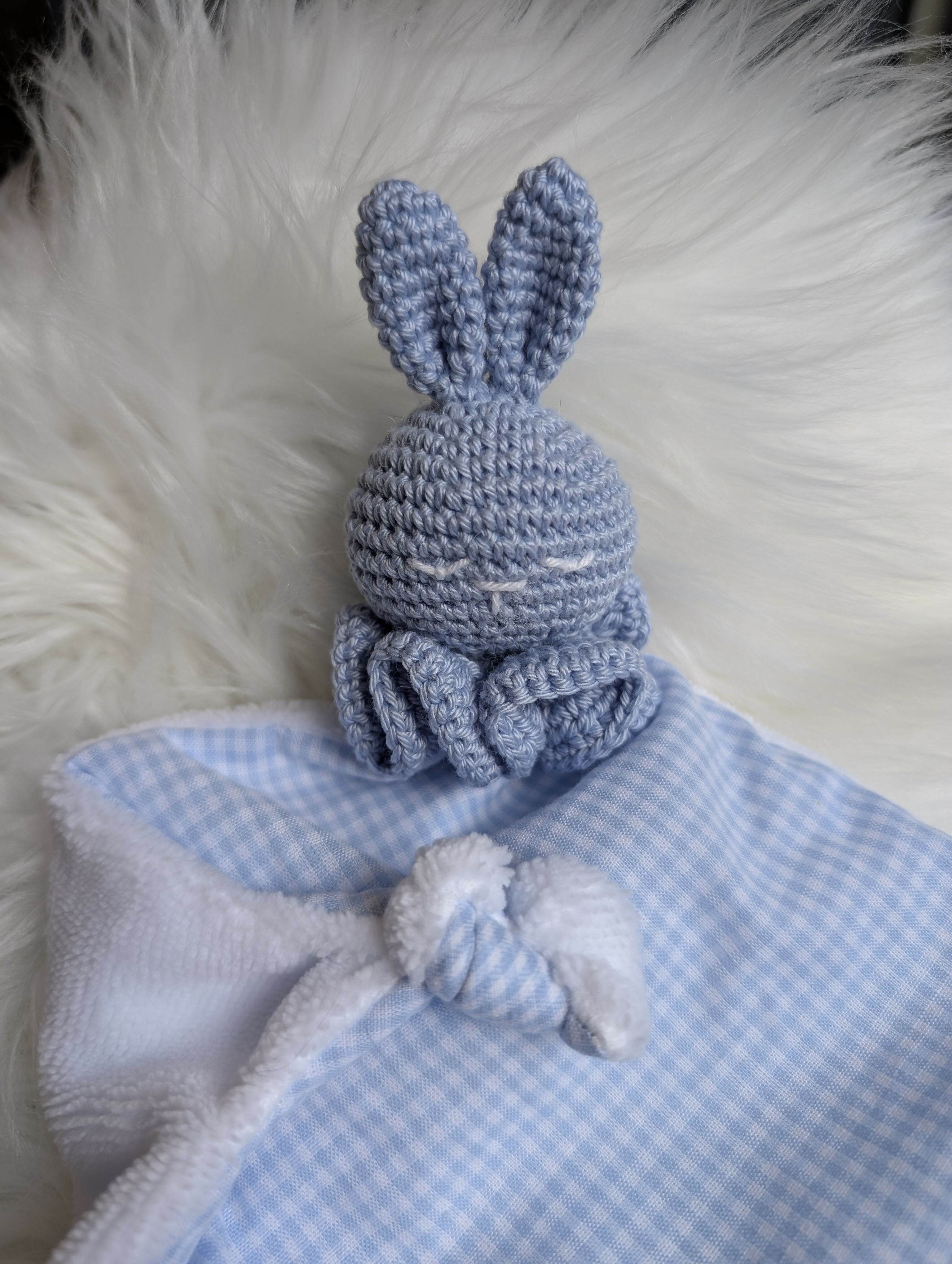 DOUDOU LAPIN VICHY BLEU CIEL
