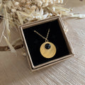 Collier onyx noir & son soleil strié