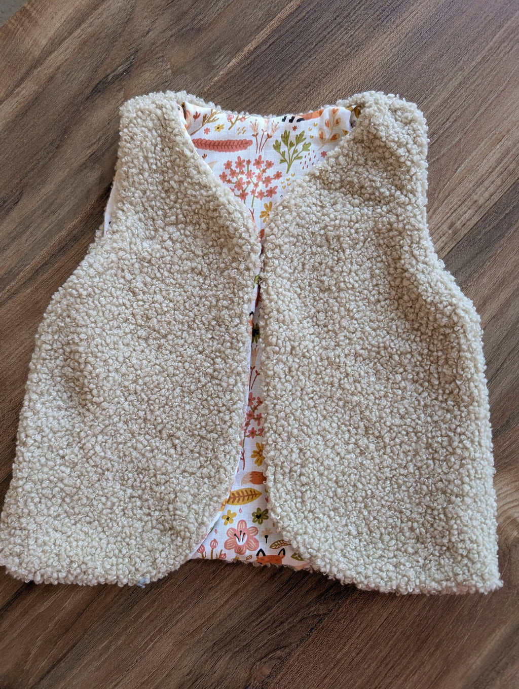 Gilet de berger réversible 18 mois 3 ans bouclette marron renard