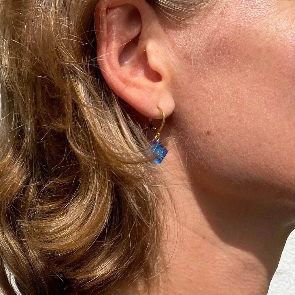 Mini boucles d'oreilles Dormeuses en acier inoxydable avec une brique de Lego®