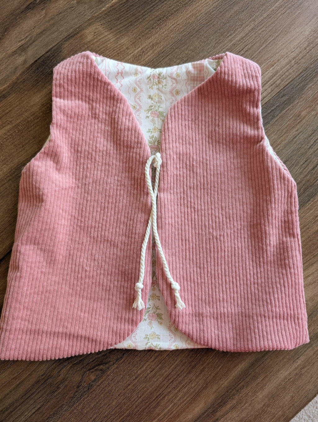 Gilet de berger réversible 18 mois 3 ans velour rose bohème