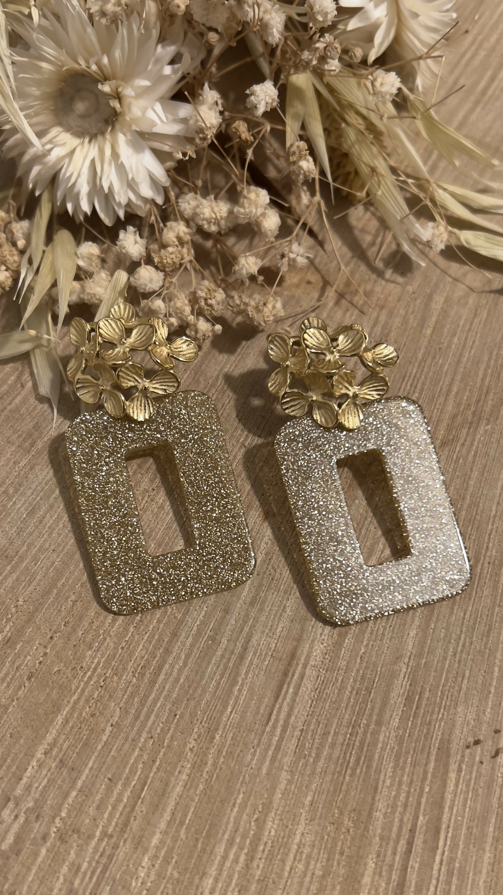BO fleurs rectangle doré