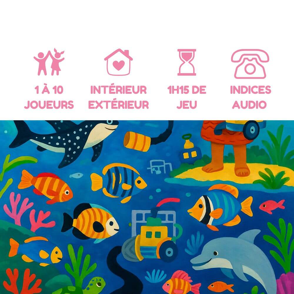 Chasse au trésor sous marine pour enfants, explorez l’océan et ses mystères, 1 à 10 joueurs, indices audio – Explorador