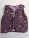 GILET DE BERGER 18 Mois 3 ans SHERPA Fleurs violet VICHY brodé