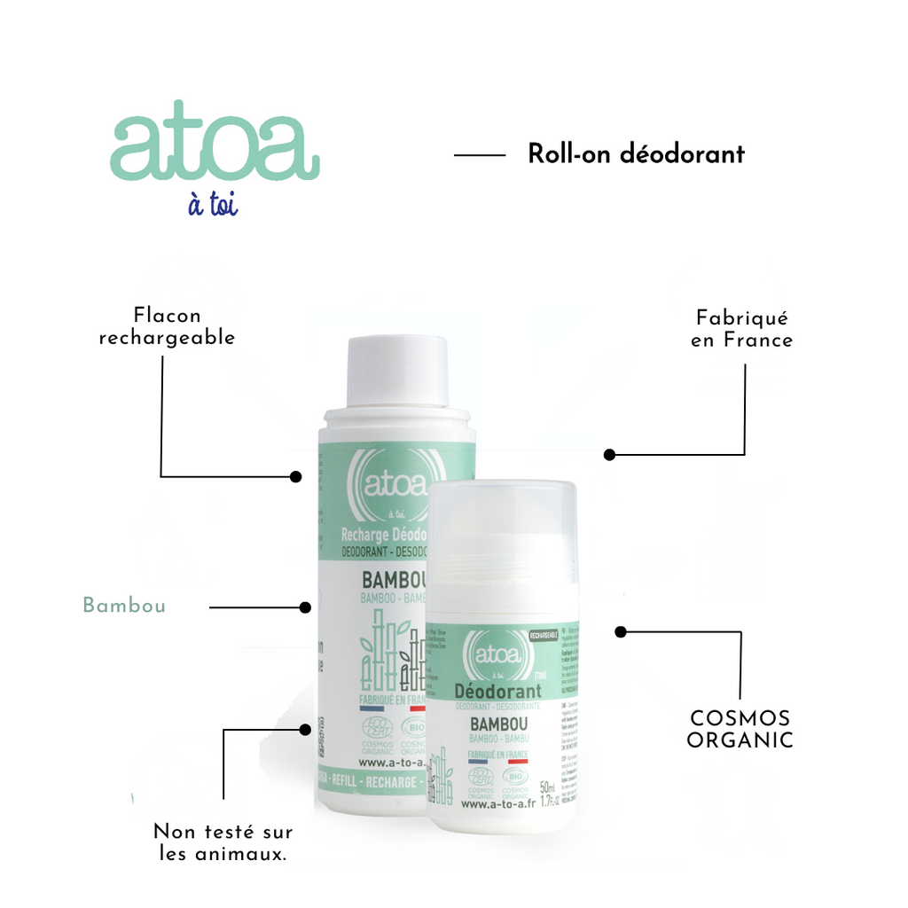 ATOA - Bamboo Roll-on Deodorant - COSMOS ORGANIC - REFILLABLE