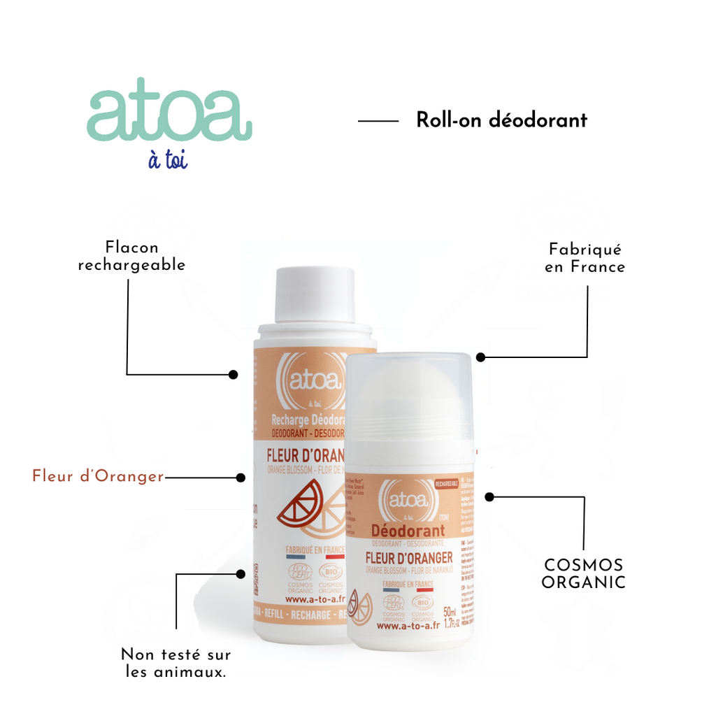ATOA - Orange Blossom Roll-On Deodorant - COSMOS ORGANIC - REFILLABLE