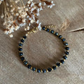 Navy blue glass beaded bracelets & their small golden beads