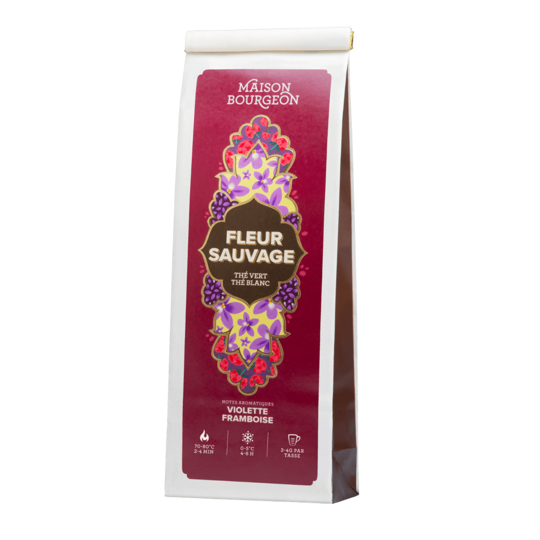 Thé Vert et Blanc Framboise Violette - Fleur Sauvage - Sachet 100g