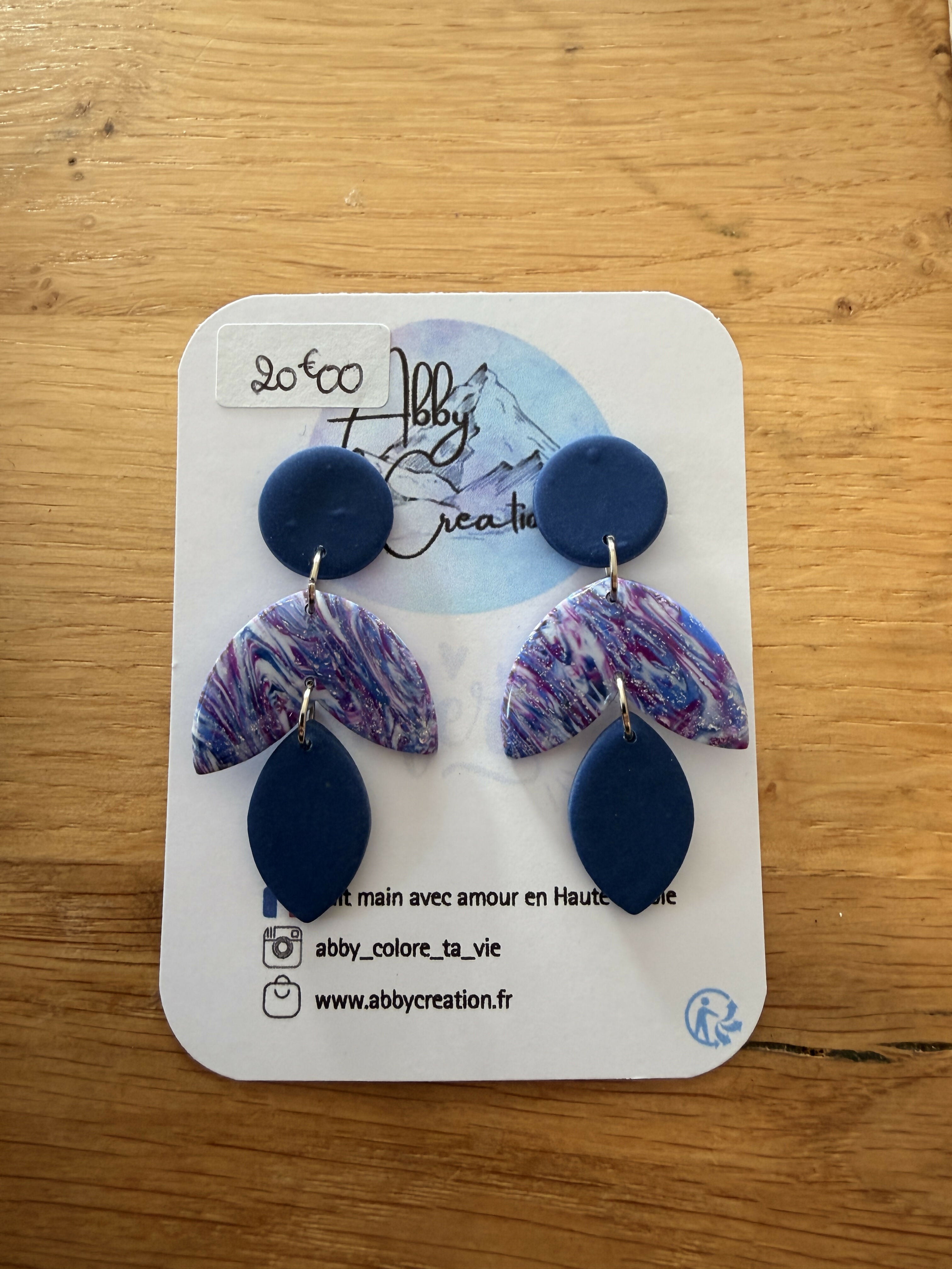 Boucles Triple Feuilles Bleu