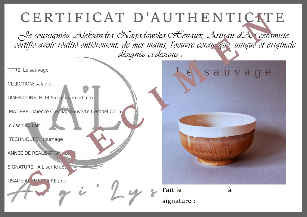 Saladier Le sauvage