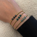 Bracelet perles de verre vert foncé 2