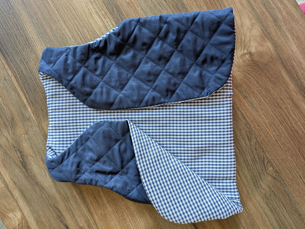 Gilet de berger réversible 18 mois 3 ans doudoune bleu vichy bleu