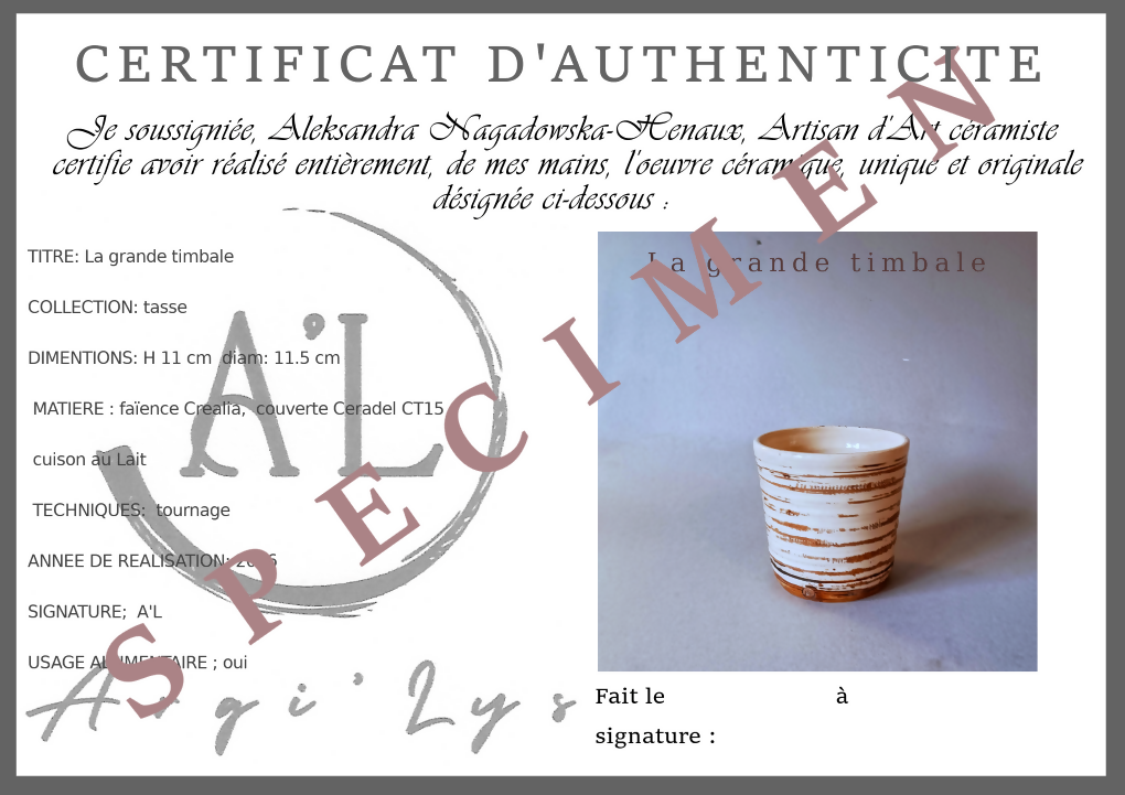 Tasse Le grande Timbale