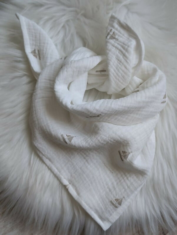 Foulard bébé enfant double gaze motifs gris
