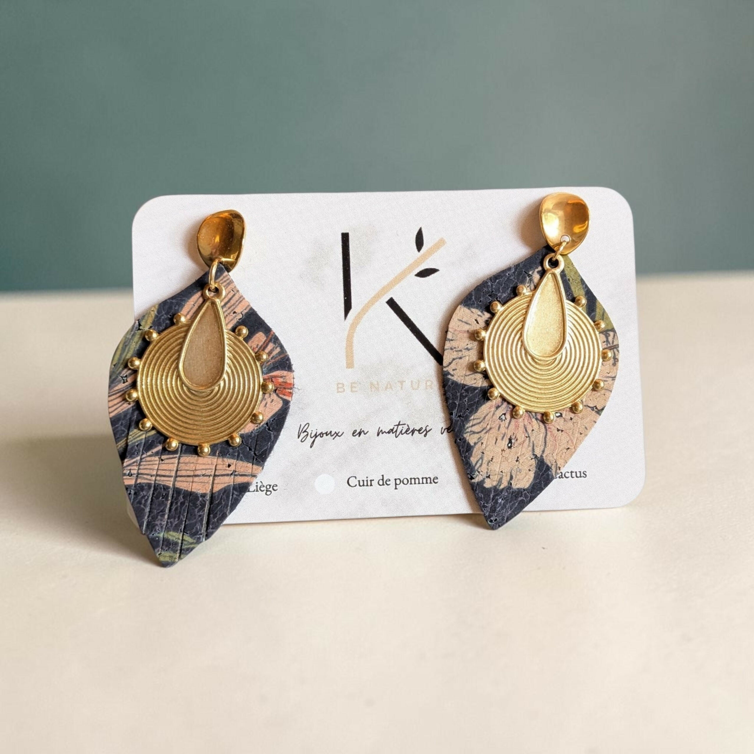 boucles d'oreilles feuilles ethniques klbo001