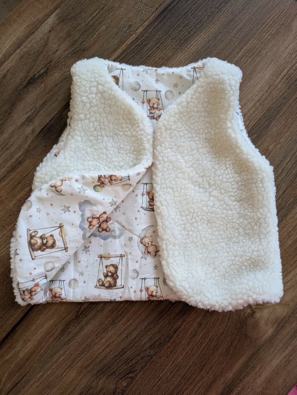 Gilet de berger réversible 18 mois 3 ans sherpa blanc ourson balançoire