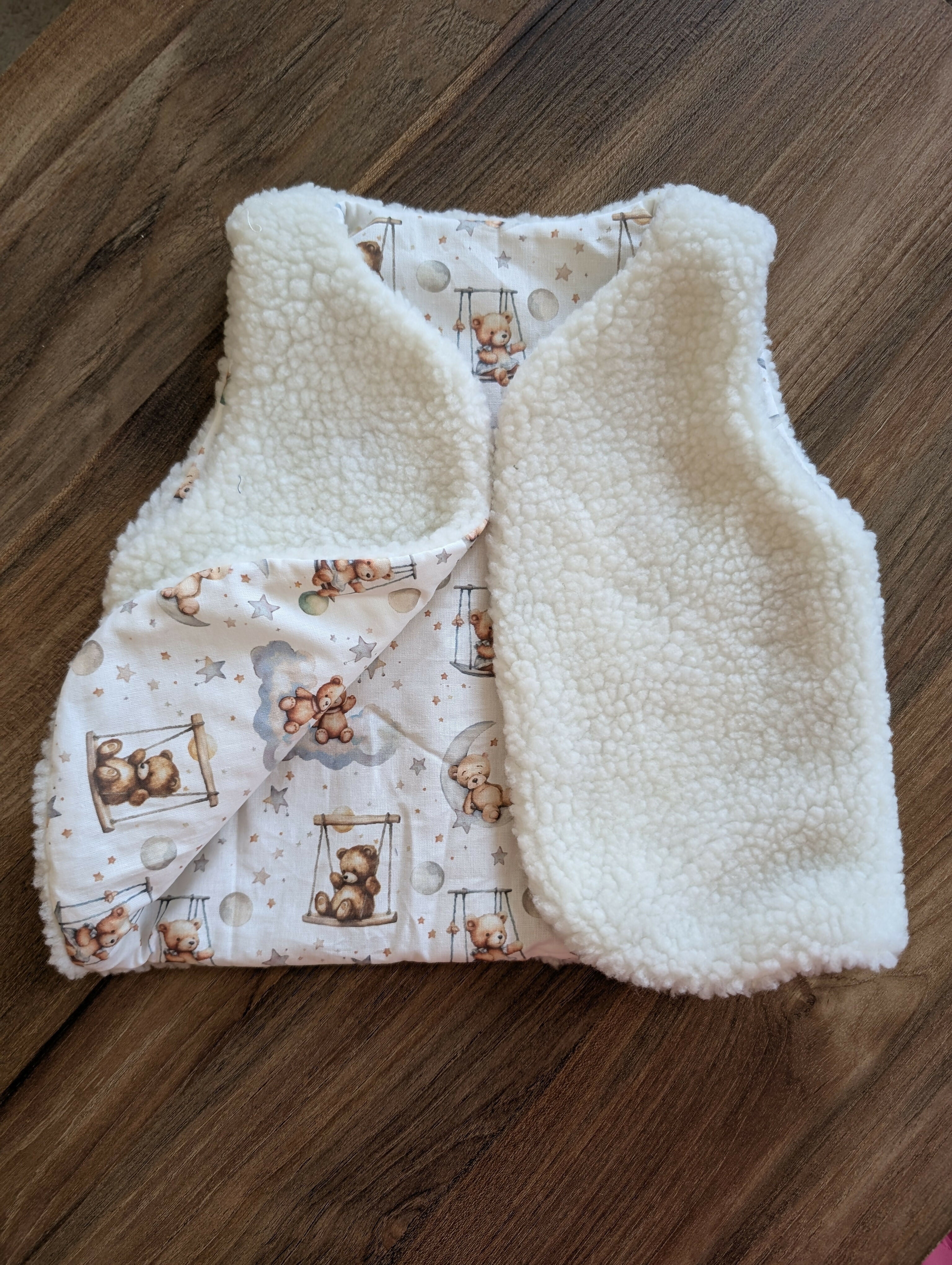 Gilet de berger réversible 18 mois 3 ans sherpa blanc ourson balançoire