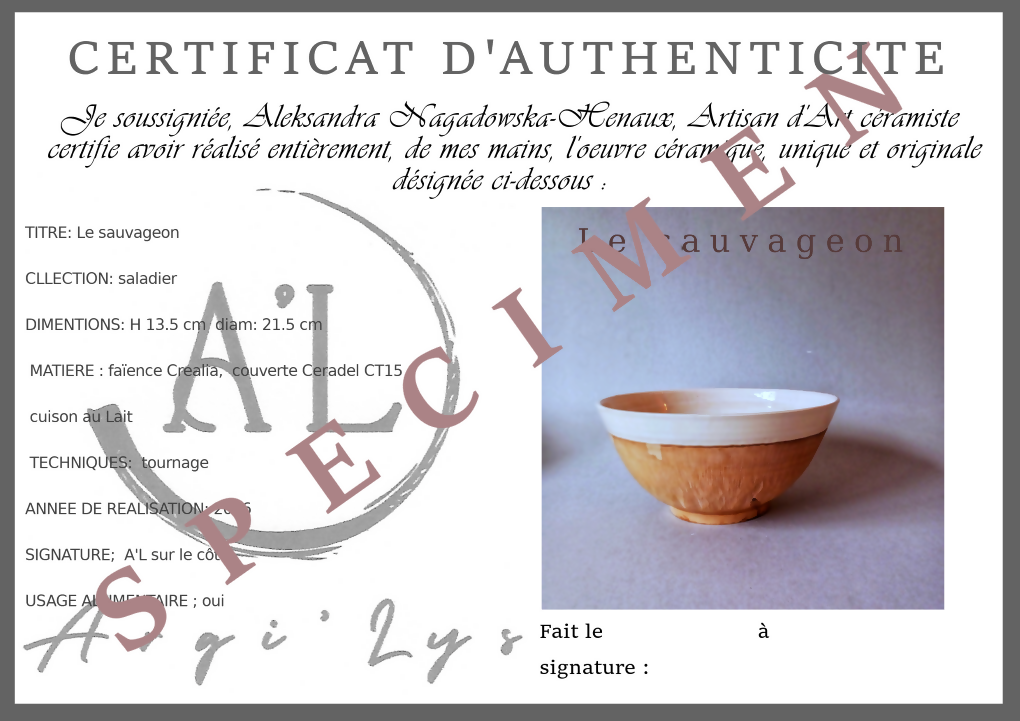 Saladier Le sauvageon