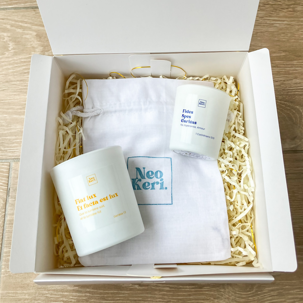 Coffret Les Versets · "Fiat Lux et facta est lux" et "Fides Spes Caritas"