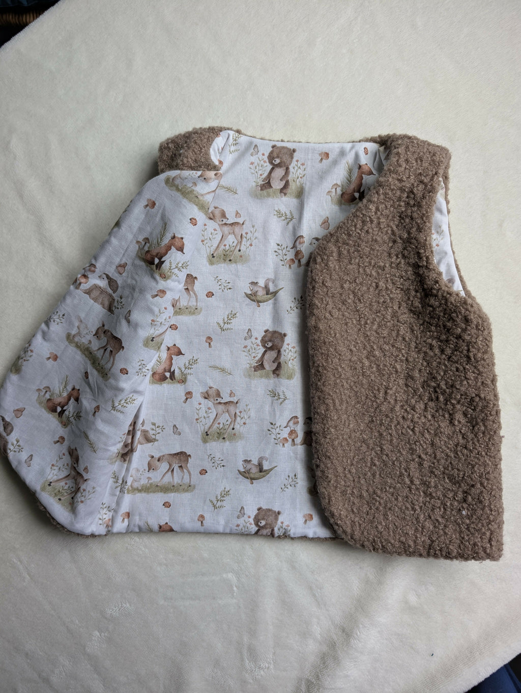 GILET DE BERGER 4-6 ans Bouclettes beige oursons