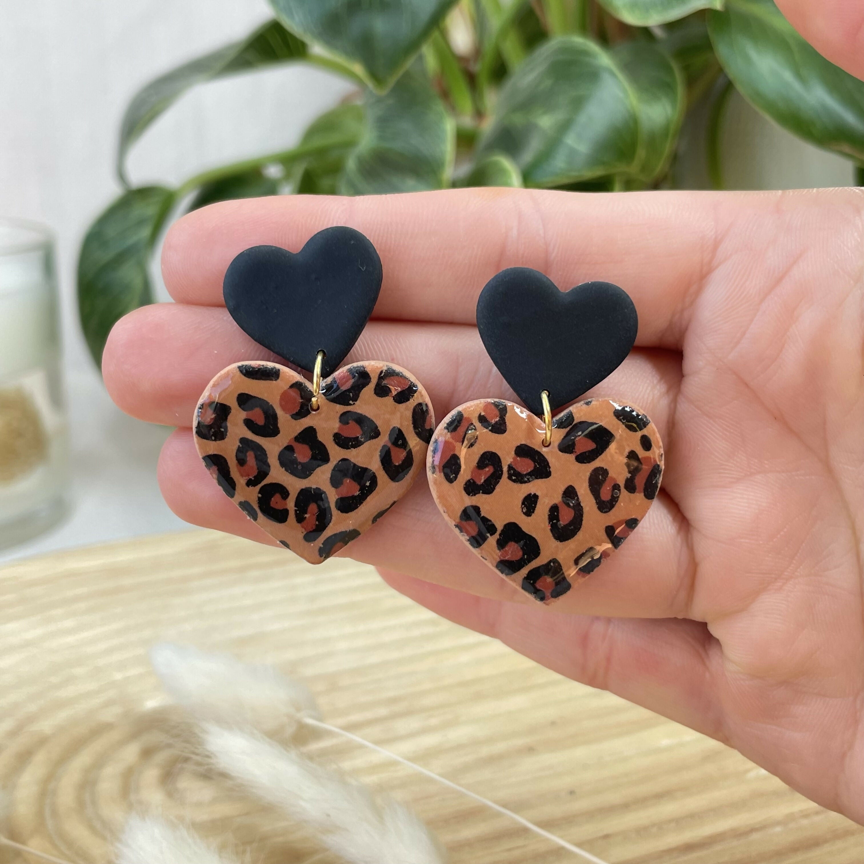 Boucles Double Coeur Léopard