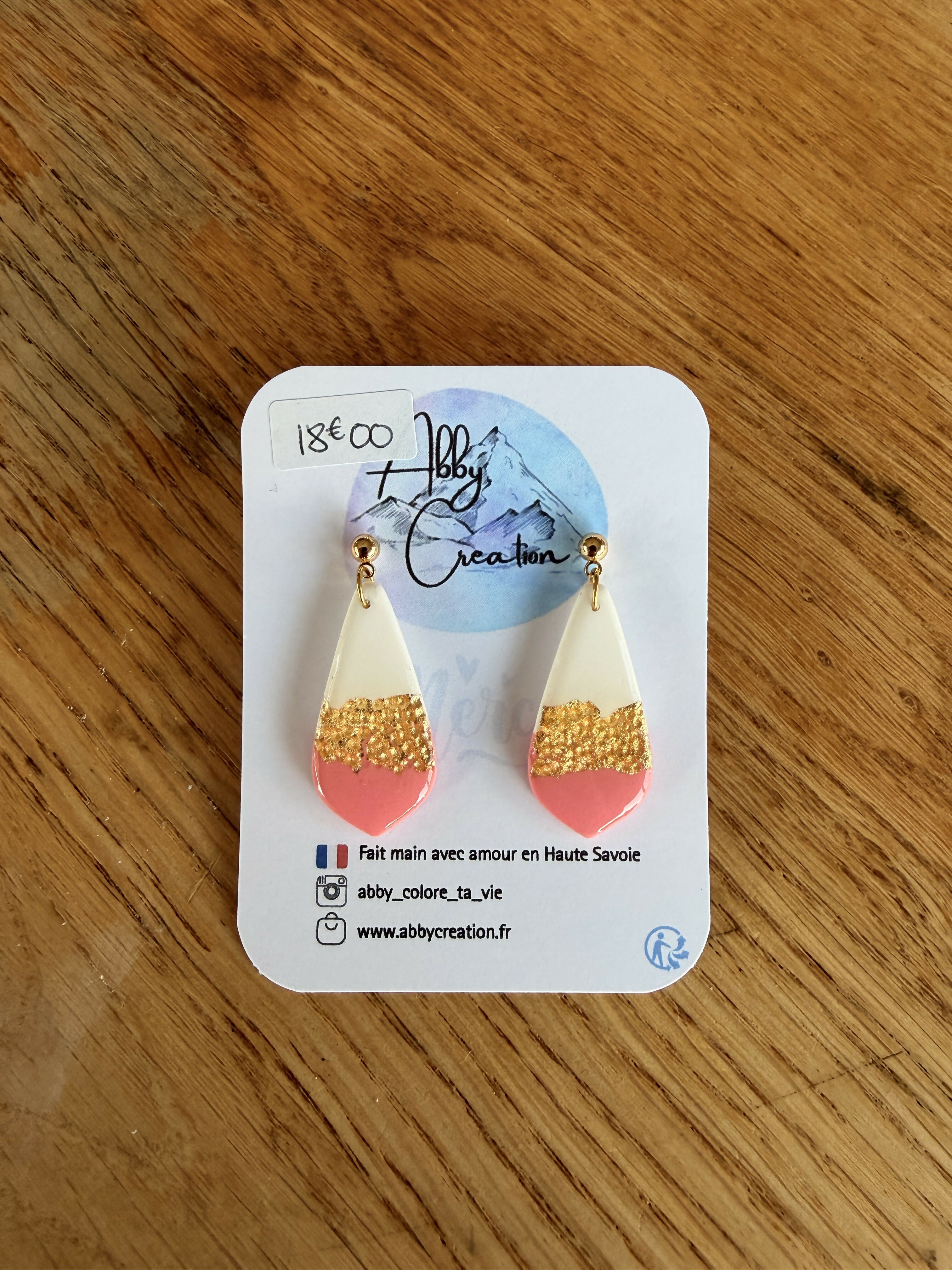 Boucles Pointes Blanc Rose Doré