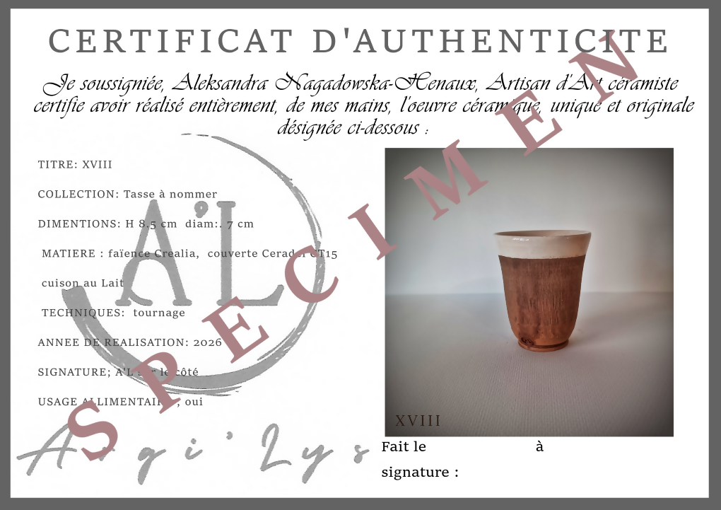 Tasse à nommer n° XVIII