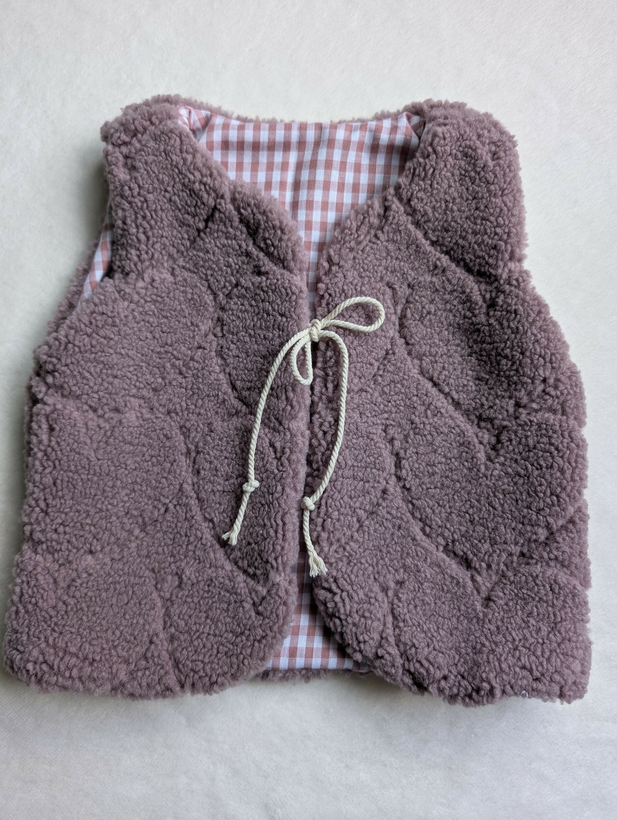 GILET DE BERGER 18 mois 3 ans SHERPA COEURS vichy rose